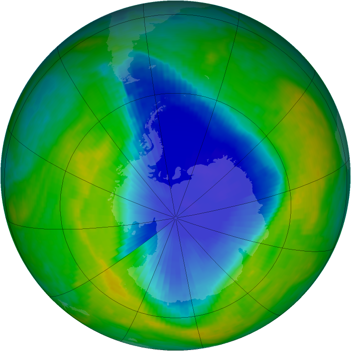 Antarctic ozone map for 12 November 1990